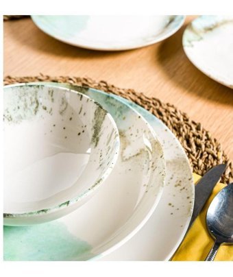 Chichi Home Seawisp 24 Parça 6 Kişilik Porselen Yuvarlak Yemek Takımı