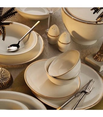 Royal London Marlene 60 Parça 12 Kişilik Bone China Porselen Yuvarlak Yemek Takımı