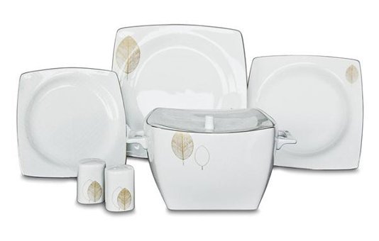 Korkmaz A8456 60 Parça 12 Kişilik Bone China Porselen Kare Yemek Takımı