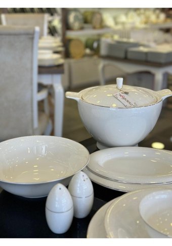 Royal London Rl01-129 60 Parça 12 Kişilik Bone China Porselen Yuvarlak Yemek Takımı