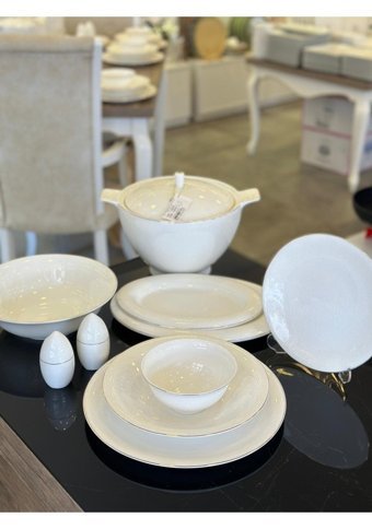 Royal London Rl01-129 60 Parça 12 Kişilik Bone China Porselen Yuvarlak Yemek Takımı