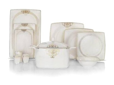 Schafer Alt04 Shf7 60 Parça 12 Kişilik Bone China Porselen Kare Yemek Takımı