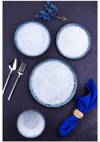 Bambum Moon 24 Parça 6 Kişilik Porselen Yuvarlak Yemek Takımı
