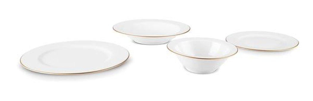 Karaca Eva Gold 24 Parça 60 Kişilik Bone Yuvarlak Yemek Takımı