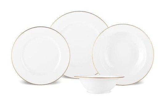 Karaca Eva Gold 24 Parça 60 Kişilik Bone Yuvarlak Yemek Takımı