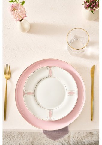 Karaca Blush 24 Parça 6 Kişilik Bone Yuvarlak Yemek Takımı