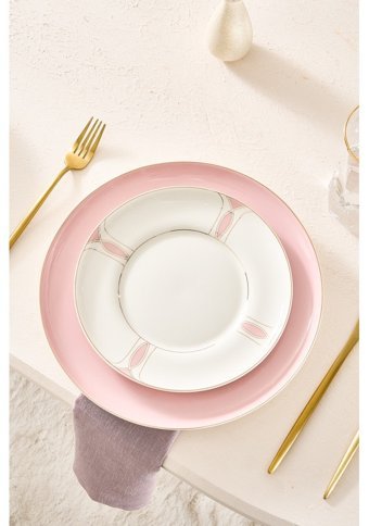 Karaca Blush 24 Parça 6 Kişilik Bone Yuvarlak Yemek Takımı