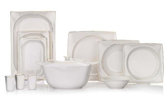 Schafer Glamor Pure 60 Parça 12 Kişilik Bone China Porselen Kare Yemek Takımı