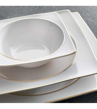 Schafer Glamor Pure 60 Parça 12 Kişilik Bone China Porselen Kare Yemek Takımı