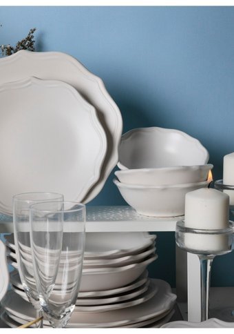 Keramika Romeo 24 Parça 6 Kişilik Stoneware Yuvarlak Yemek Takımı