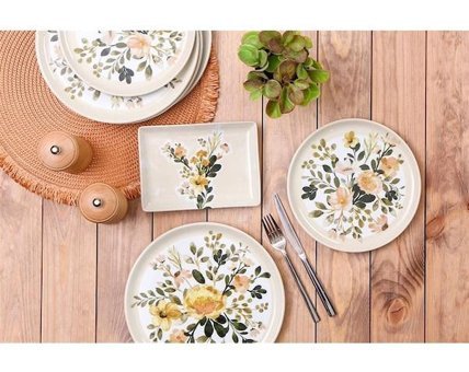 Porland Floral 18 Parça 6 Kişilik Porselen Yuvarlak Yemek Takımı