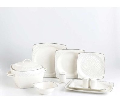 Neva N3030 60 Parça 12 Kişilik Porselen Kare Yemek Takımı