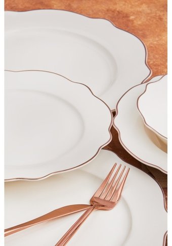 Karaca Almond Rose Line 24 Parça 6 Kişilik Porselen Yuvarlak Yemek Takımı