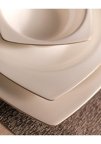 Madame Coco Ethan 24 Parça 6 Kişilik Bone China Porselen Kare Yemek Takımı
