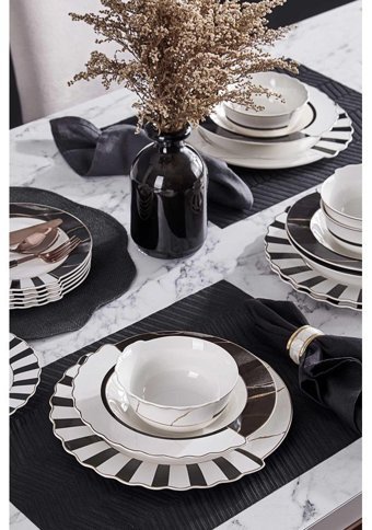 Neva N3275 24 Parça 6 Kişilik Bone China Porselen Yuvarlak Yemek Takımı