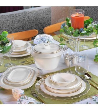 Schafer Tılsım Timeless 60 Parça 12 Kişilik Porselen Yuvarlak Yemek Takımı