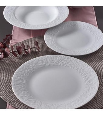 Güral Porselen Bronte 24 Parça 6 Kişilik Porselen Yuvarlak Yemek Takımı