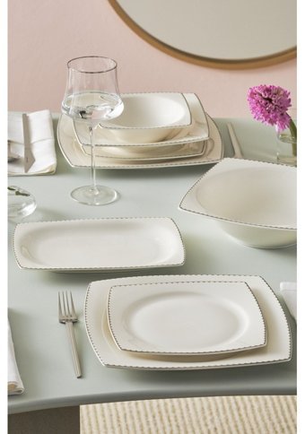 Karaca Glow 57 Parça 12 Kişilik Bone China Porselen Kare Yemek Takımı