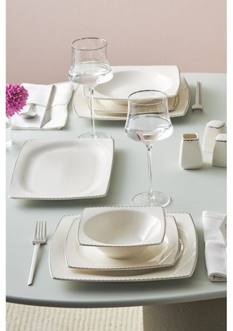 Karaca Glow 57 Parça 12 Kişilik Bone China Porselen Kare Yemek Takımı