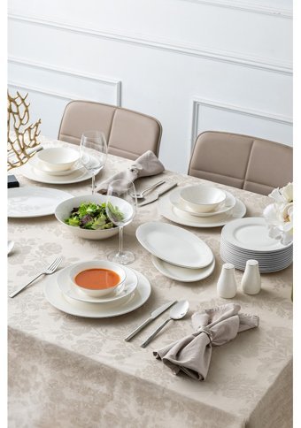 Emsan Frezya 56 Parça 12 Kişilik Bone China Porselen Yuvarlak Yemek Takımı