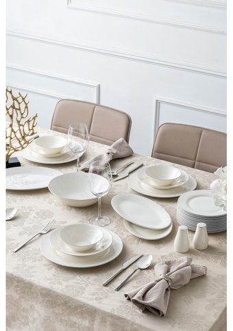Emsan Frezya 56 Parça 12 Kişilik Bone China Porselen Yuvarlak Yemek Takımı