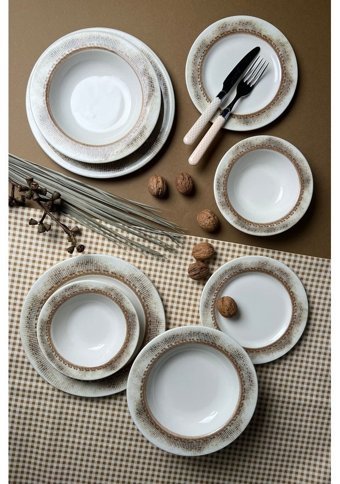 Tabak Evi Stoneware 24 Parça 6 Kişilik Stoneware Yuvarlak Yemek Takımı