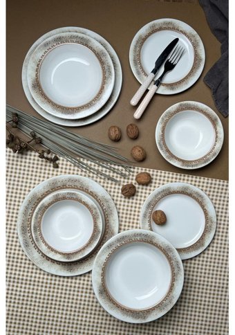 Tabak Evi Stoneware 24 Parça 6 Kişilik Stoneware Yuvarlak Yemek Takımı