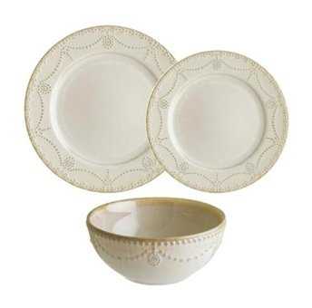 Chichi Home Sand Pearl Reaktif 18 Parça 6 Kişilik Porselen Yuvarlak Yemek Takımı