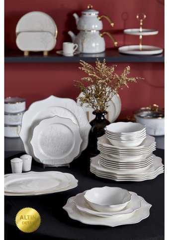 Neva N3243 28 Parça 6 Kişilik Bone China Porselen Yuvarlak Yemek Takımı