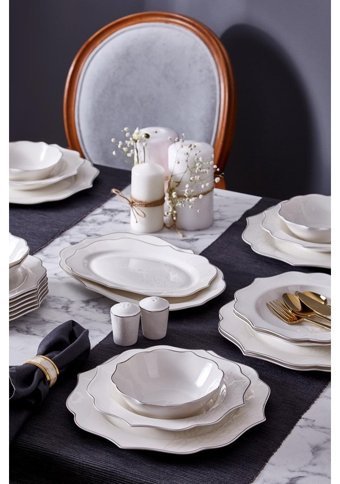Neva N3243 28 Parça 6 Kişilik Bone China Porselen Yuvarlak Yemek Takımı