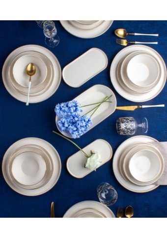 Acar Milenyum 27 Parça Kişilik Stoneware Yuvarlak Yemek Takımı