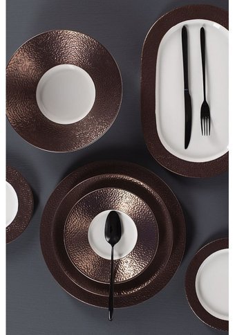 Porland Legacy Copper 27 Parça 6 Kişilik Porselen Yuvarlak Yemek Takımı