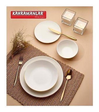 Kahramanlar Katre 55 Parça 12 Kişilik Porselen Yuvarlak Yemek Takımı