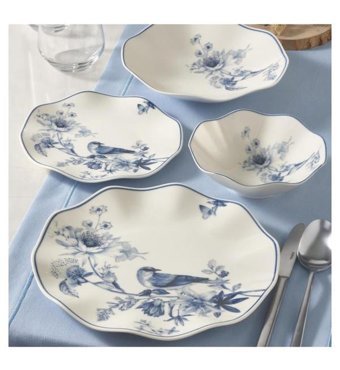 Güral Porselen Nesrin 24 Parça 6 Kişilik Bone China Porselen Yuvarlak Yemek Takımı