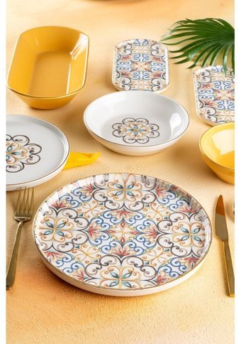 Acar Sofya 27 Parça 6 Kişilik Stoneware Yuvarlak Yemek Takımı