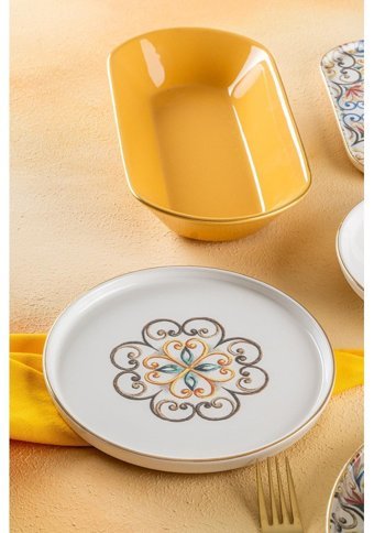 Acar Sofya 27 Parça 6 Kişilik Stoneware Yuvarlak Yemek Takımı