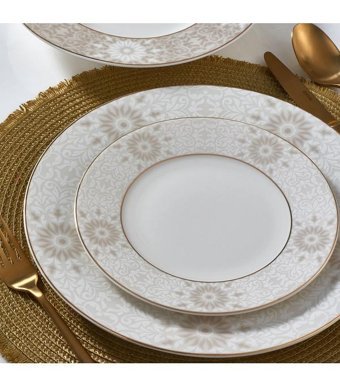 Güral Porselen 6132 85 Parça 12 Kişilik Bone China Porselen Yuvarlak Yemek Takımı