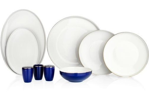 Schafer Adel Navy 56 Parça 12 Kişilik Bone China Porselen Yuvarlak Yemek Takımı