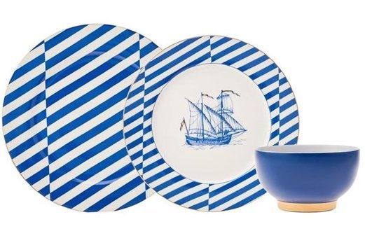Karaca Navy 18 Parça 6 Kişilik Porselen Yuvarlak Yemek Takımı
