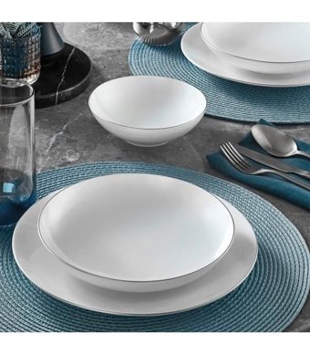 Güral Porselen Atina 12 Parça 4 Kişilik Bone China Porselen Yuvarlak Yemek Takımı