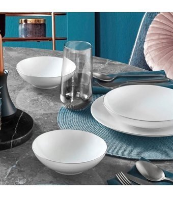 Güral Porselen Atina 12 Parça 4 Kişilik Bone China Porselen Yuvarlak Yemek Takımı