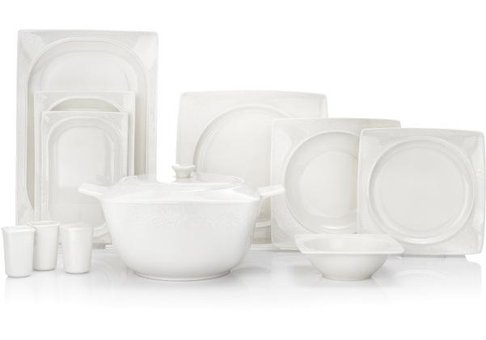 Schafer Glamor Sense 60 Parça 12 Kişilik Bone China Porselen Kare Yemek Takımı
