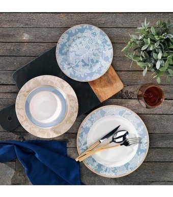 Schafer Dante 55 Parça 12 Kişilik Bone China Porselen Yuvarlak Yemek Takımı