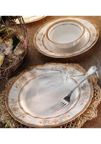 Aryıldız Ar 30055 84 Parça 12 Kişilik Bone China Porselen Yuvarlak Yemek Takımı