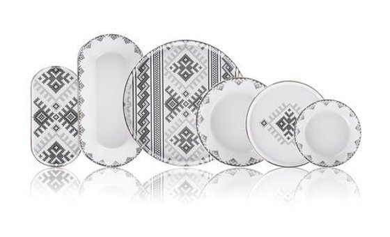 Acar Ethnic 27 Parça 6 Kişilik Stoneware Yuvarlak Yemek Takımı