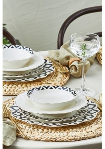 Karaca Almond Ethnic 24 Parça 6 Kişilik Porselen Yuvarlak Yemek Takımı