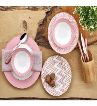 Neva N2585 24 Parça 6 Kişilik Porselen Elips Yemek Takımı