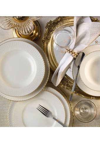 Kütahya Porselen İron 24 Parça 6 Kişilik Bone China Porselen Yuvarlak Yemek Takımı