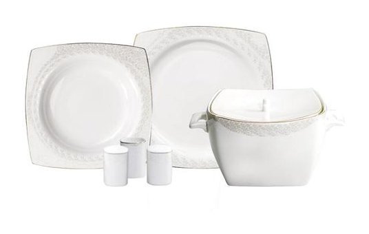 Korkmaz A8451 60 Parça 12 Kişilik Porselen Kare Yemek Takımı