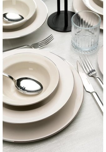 Bonelegant Bonelegant Nifty Platin File 24 Parça 6 Kişilik Porselen Yuvarlak Yemek Takımı